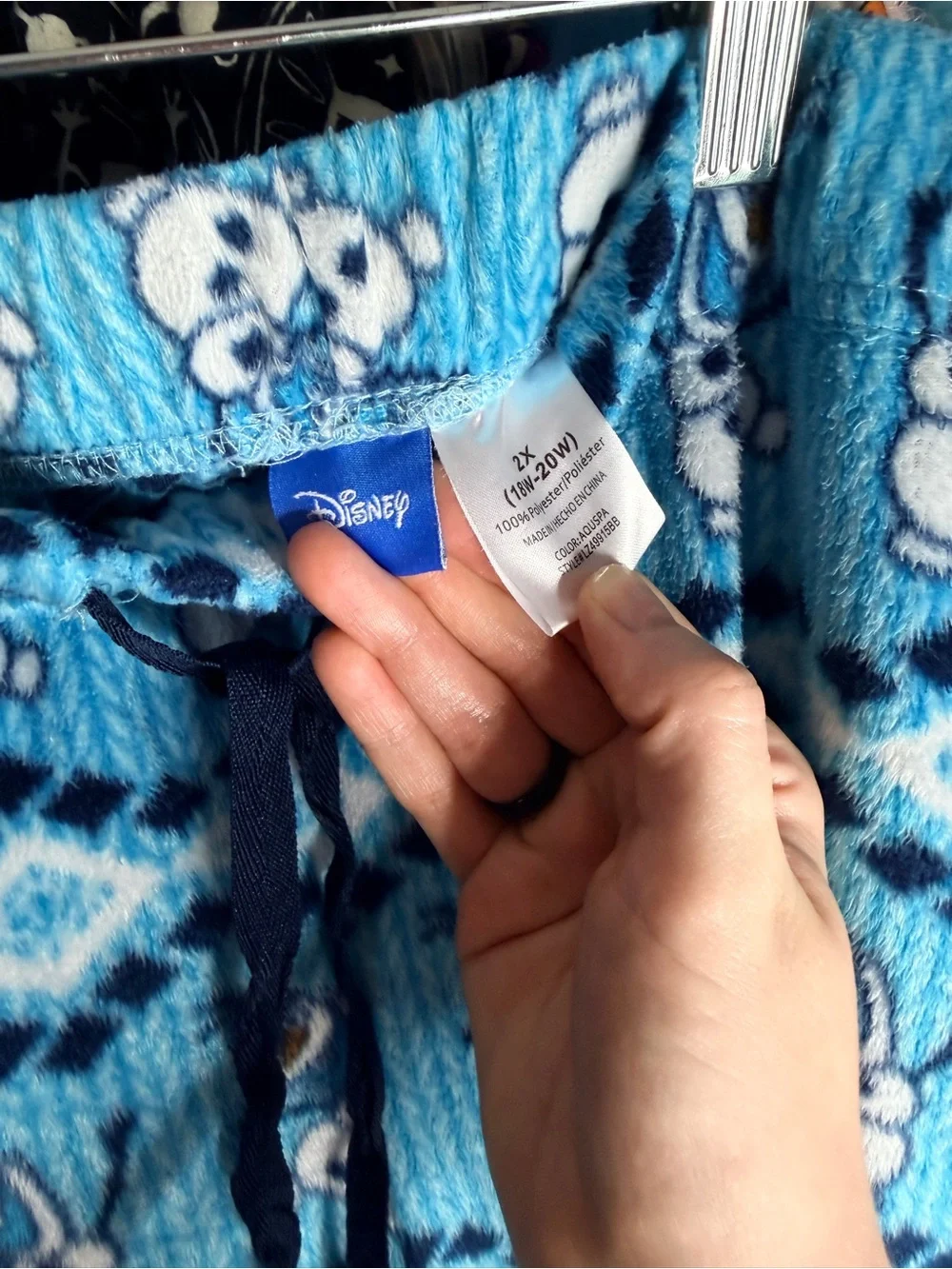 Disney Light Blue Olaf Fleece Pajama Pants with Navy Drawstring - Picture 4 of 6